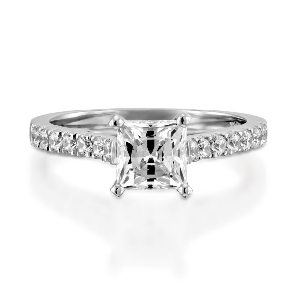 Princess Cut Cathedral Pavé Ring