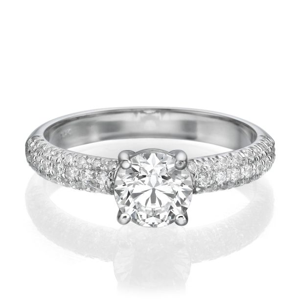 Round Double Pavé Solitaire Ring