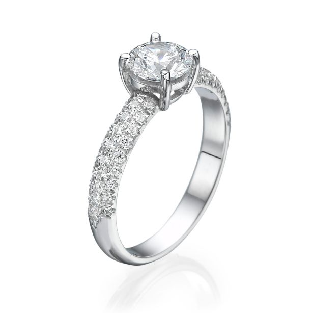 Round Double Pavé Solitaire Ring