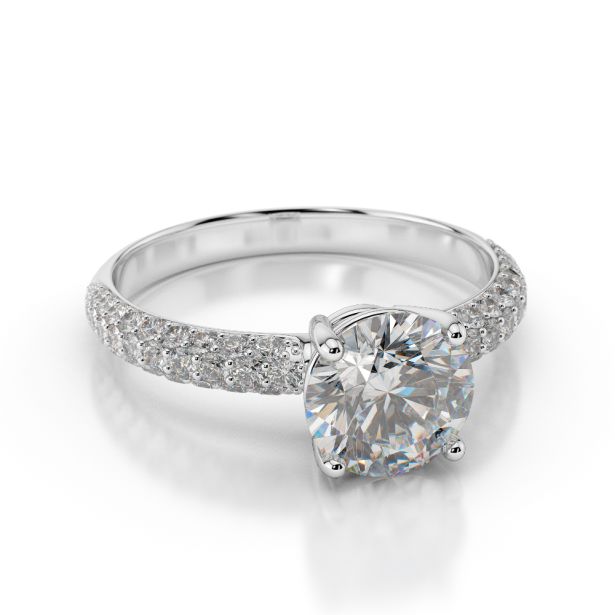 Round Double Pavé Solitaire Ring