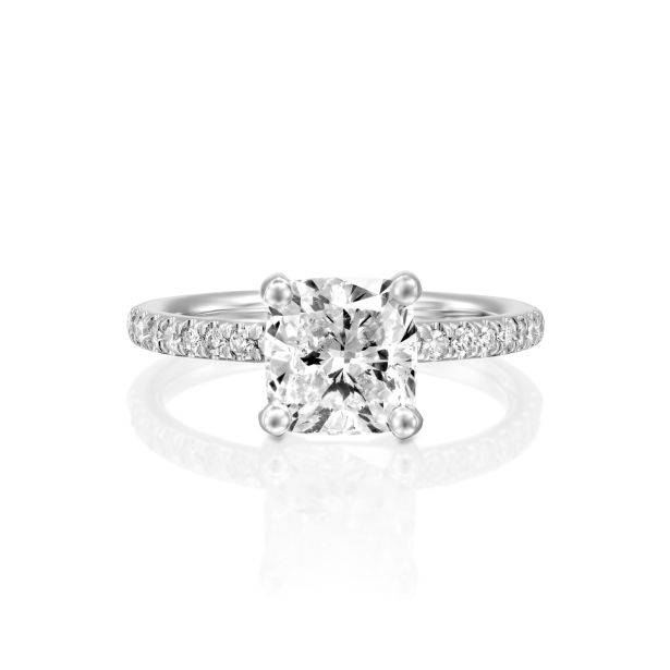 Cushion Solitaire Pavé Ring