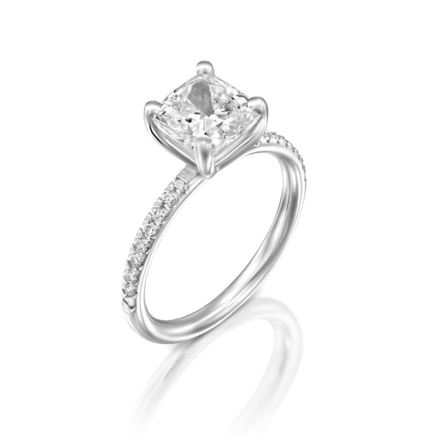 Cushion Solitaire Pavé Ring