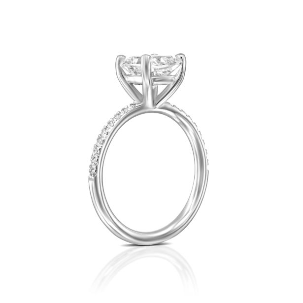 Cushion Solitaire Pavé Ring