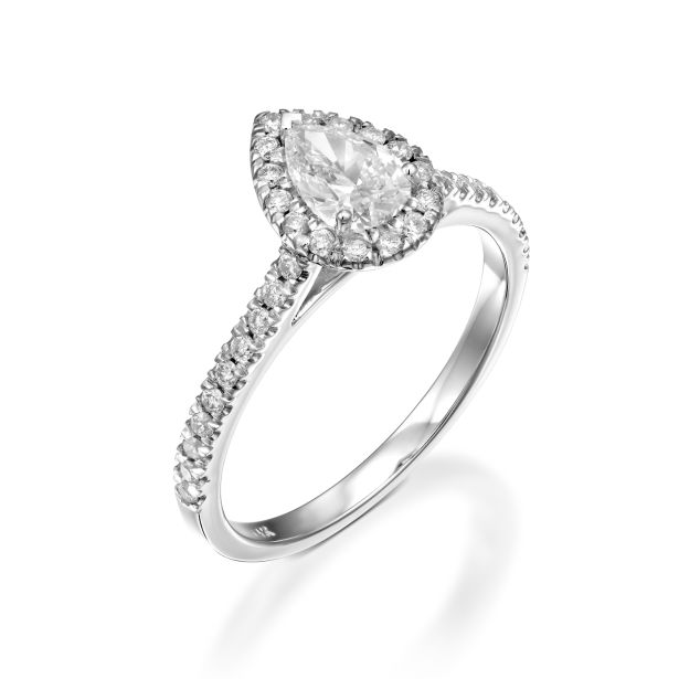Pear Cut Halo Pavé Ring