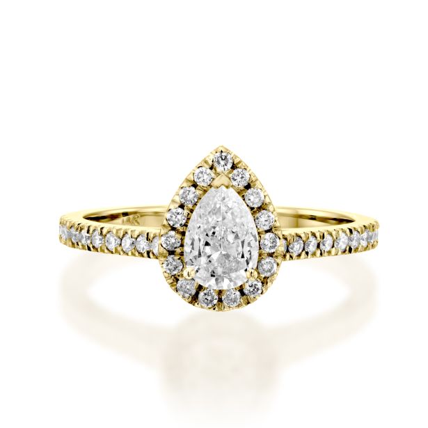Pear Cut Halo Pavé Ring