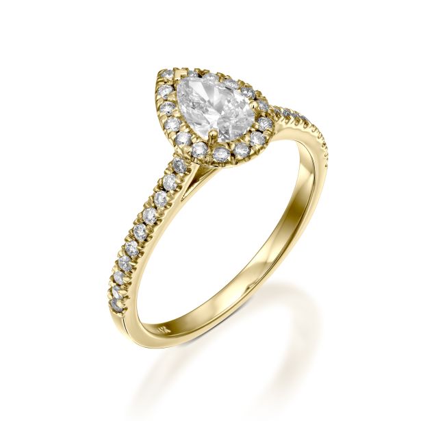 Pear Cut Halo Pavé Ring