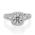Cushion Halo Split Shank Engagement Ring
