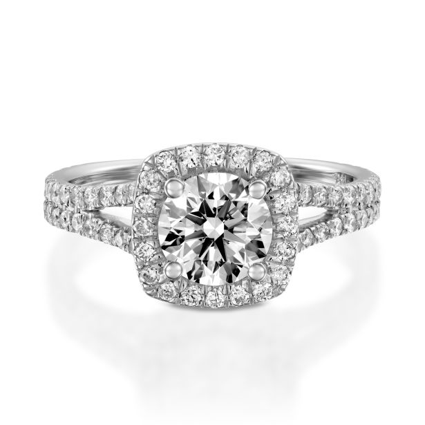 Cushion Halo Split Shank Engagement Ring
