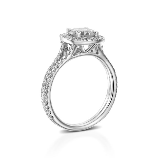 Cushion Halo Split Shank Engagement Ring