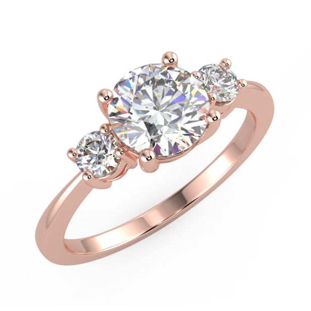 Round Three Stone Engagement Ring
