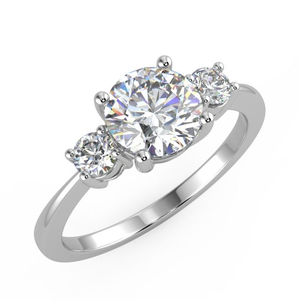 Round Three Stone Engagement Ring