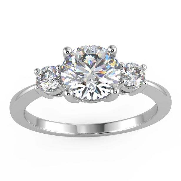 Round Three Stone Engagement Ring