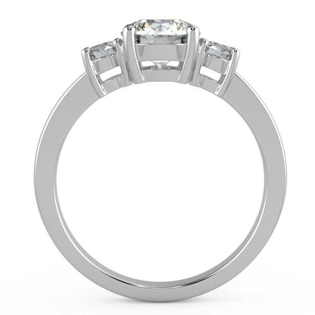 Round Three Stone Engagement Ring