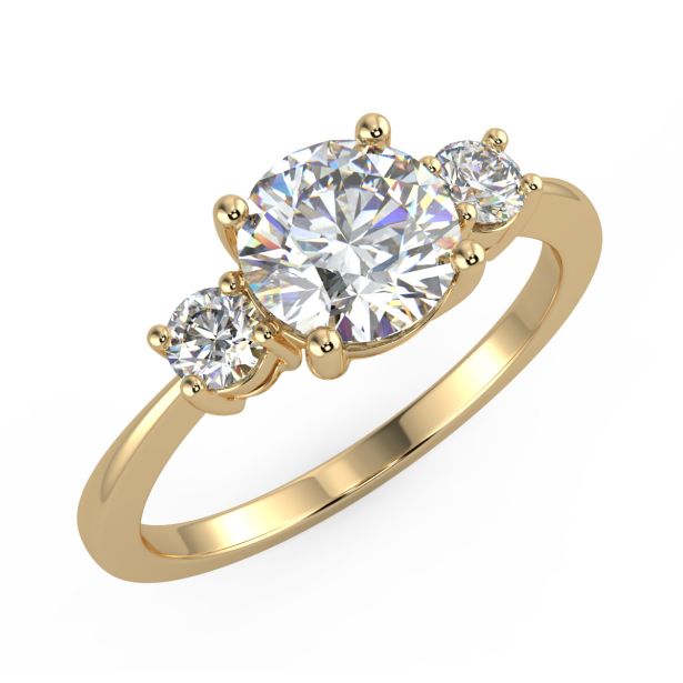 Round Three Stone Engagement Ring