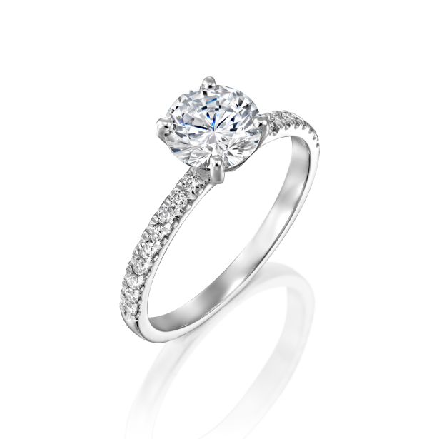 Round Solitaire Pavé Engagement Ring