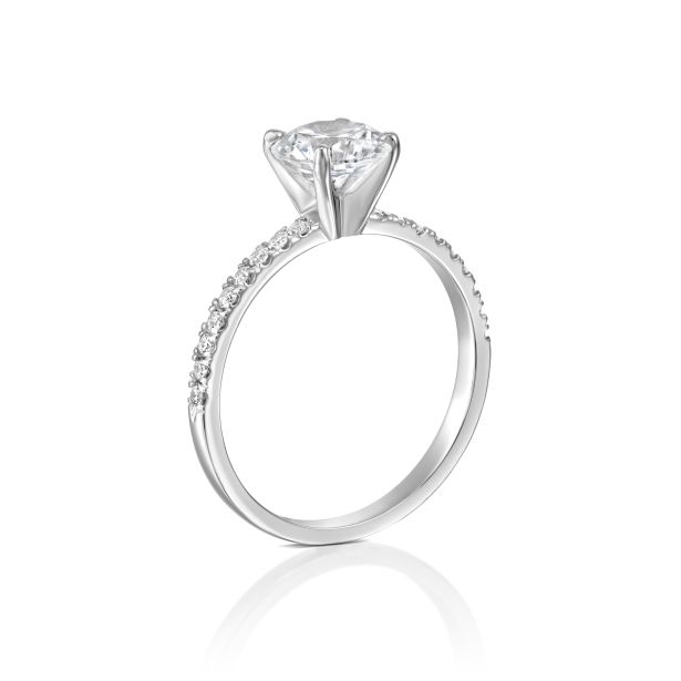 Round Solitaire Pavé Engagement Ring