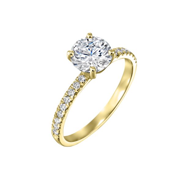 Round Solitaire Pavé Engagement Ring