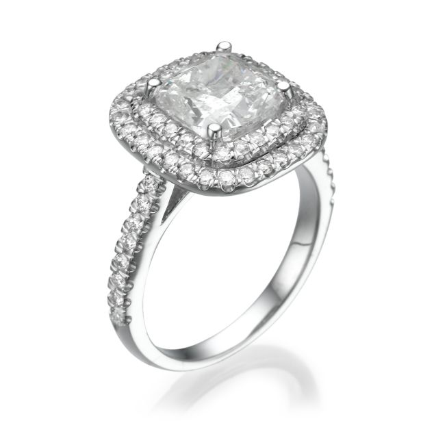 Cushion Double Halo Pavé Ring