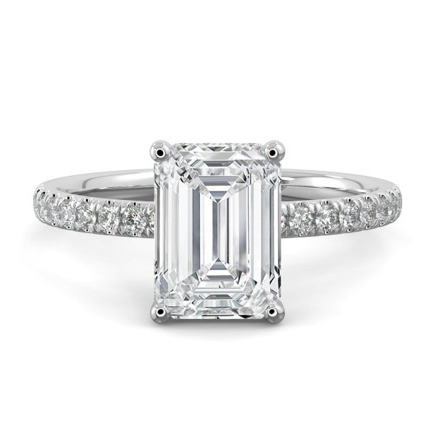 Emerald Cut Pavé Solitaire Ring