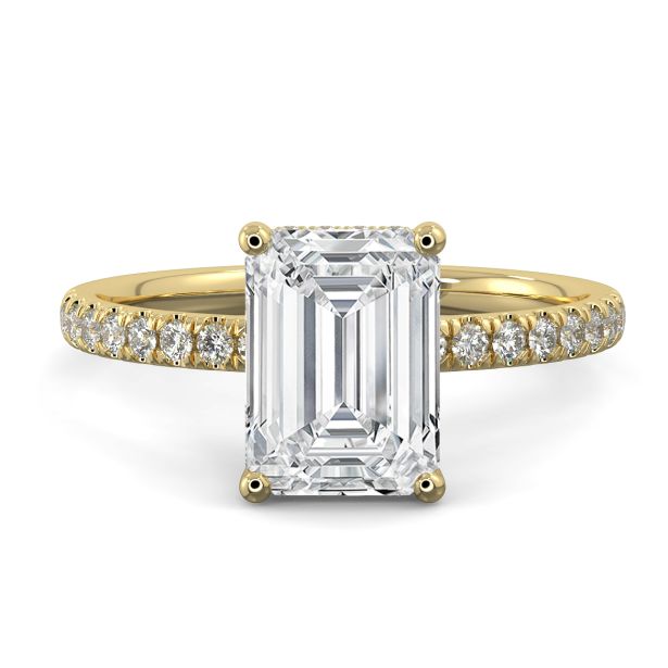 Emerald Cut Pavé Solitaire Ring