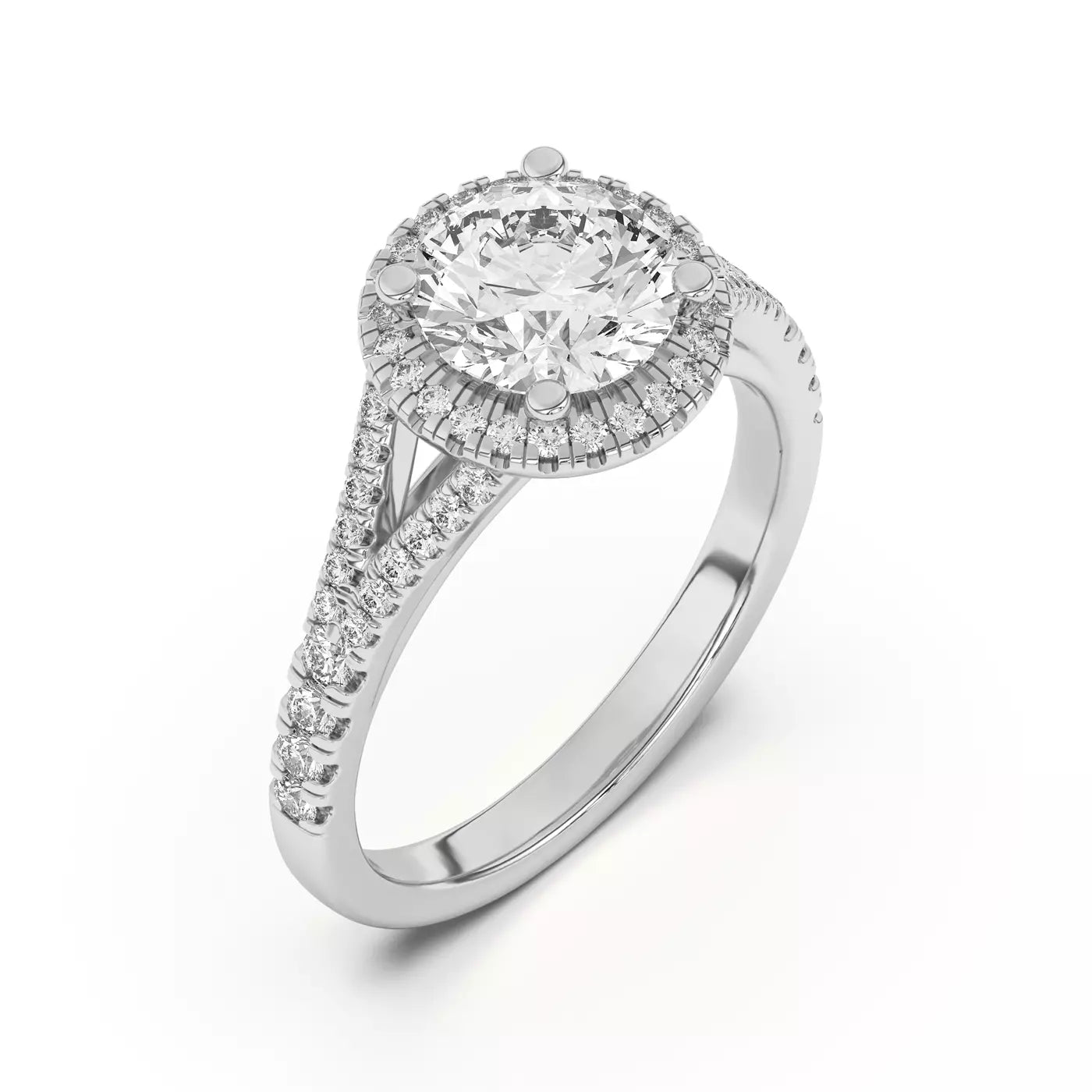 Round Split Shank Halo Ring
