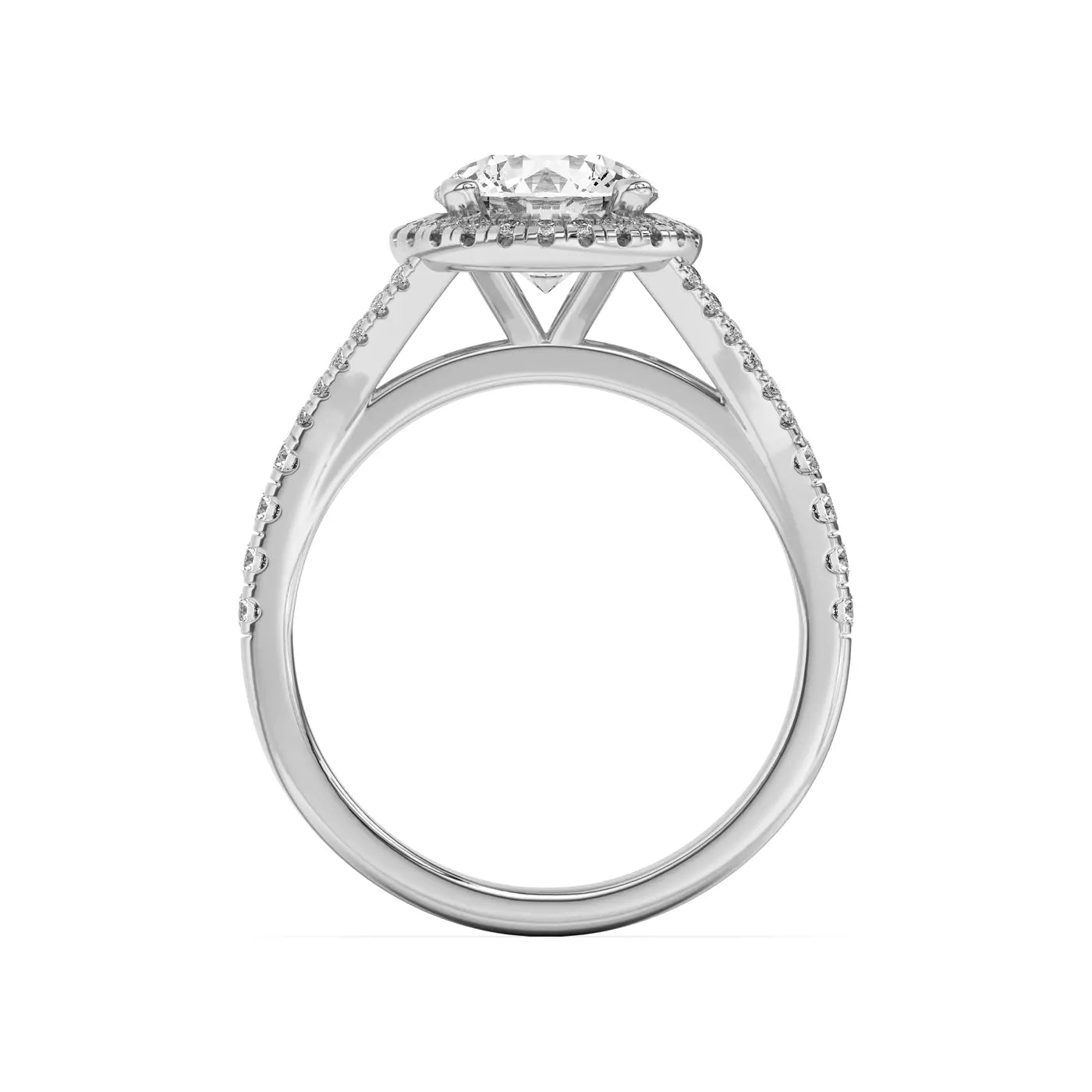 Round Split Shank Halo Ring