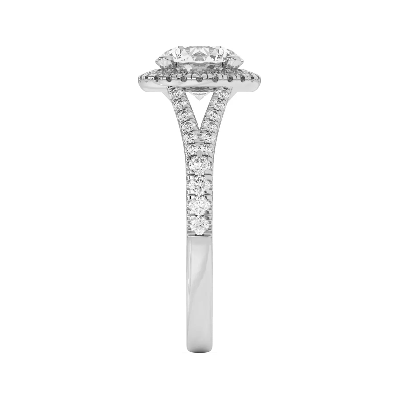 Round Split Shank Halo Ring