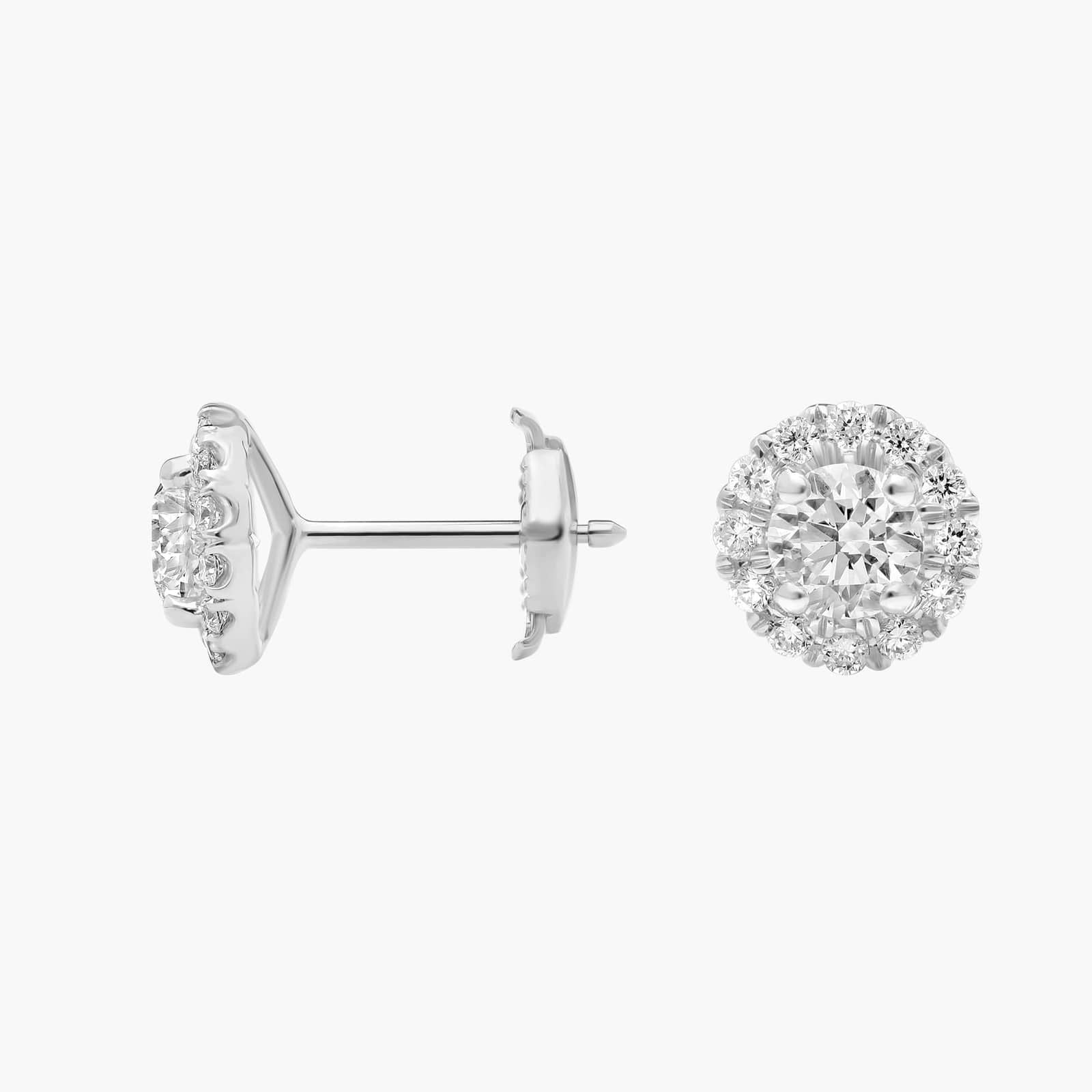 Halo Round Cut Diamond Earrings