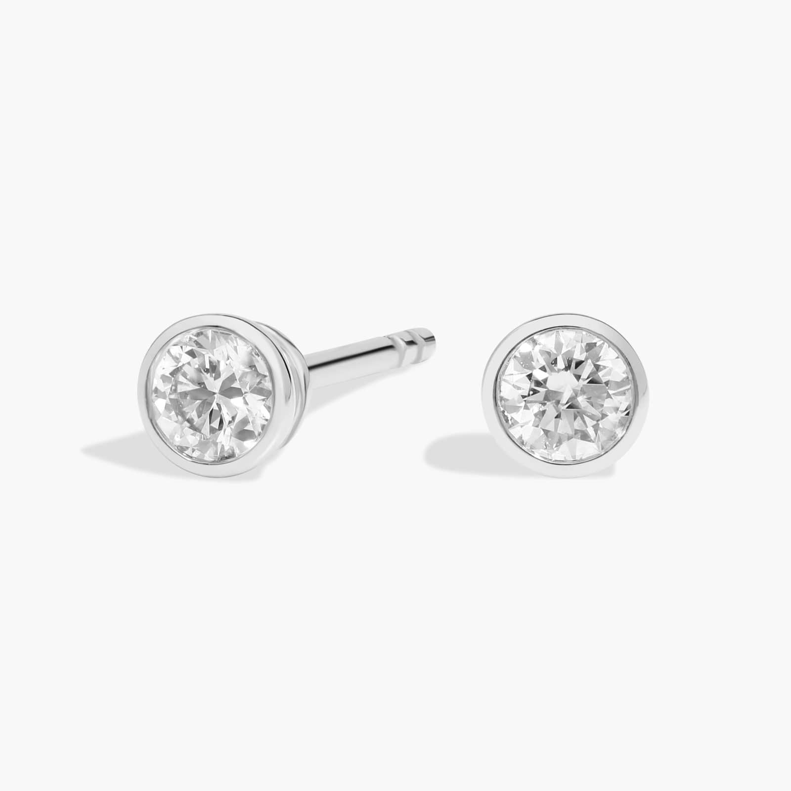 Bezel Diamond Stud Earrings