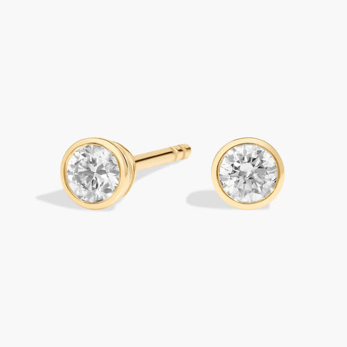 Bezel Diamond Stud Earrings