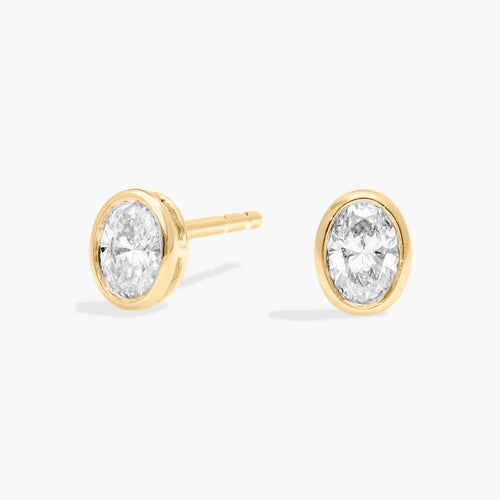 Bezel Diamond Stud Earrings