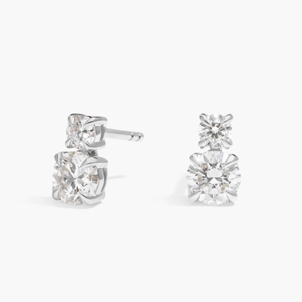 Two-Stone Diamond Stud Earrings