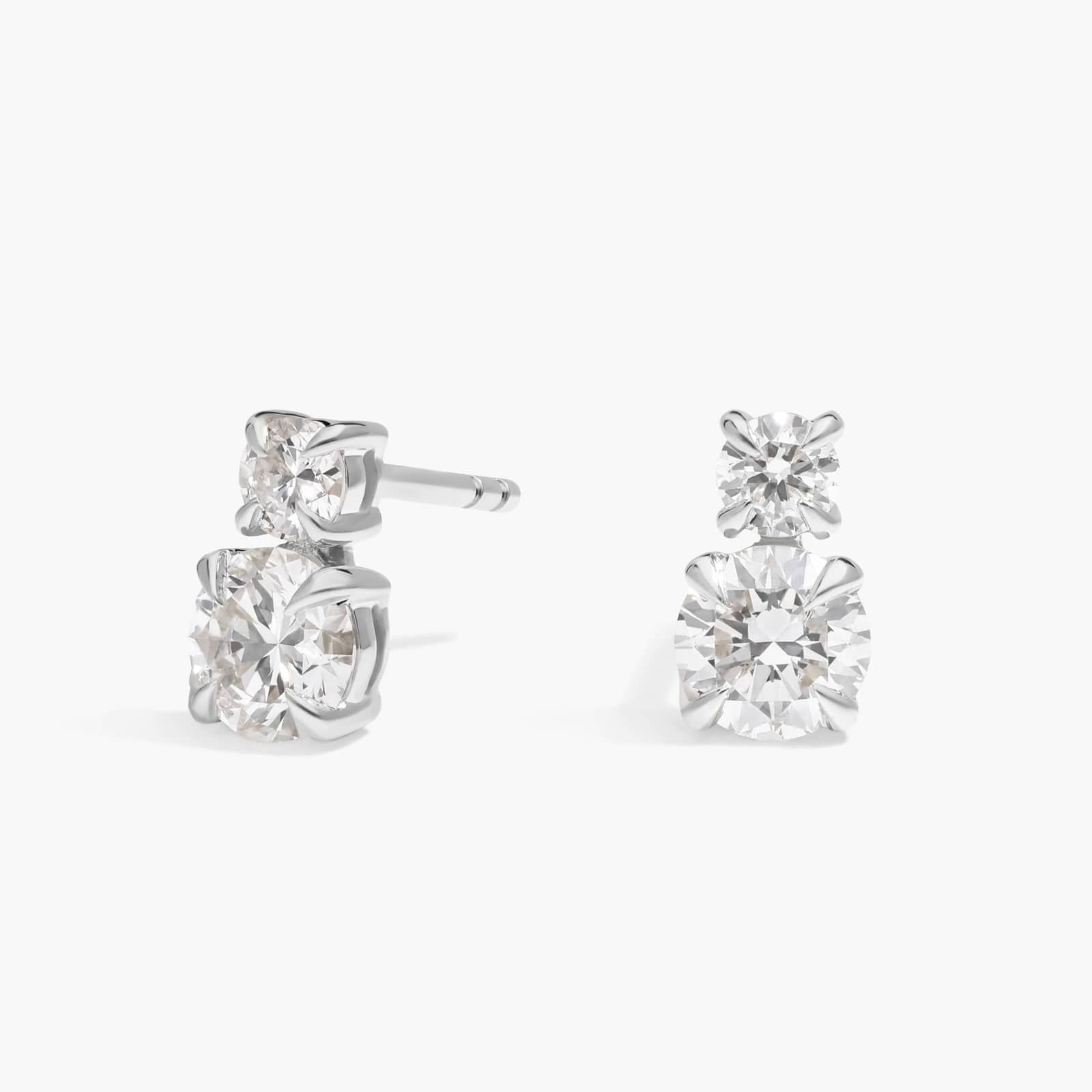 Two-Stone Diamond Stud Earrings