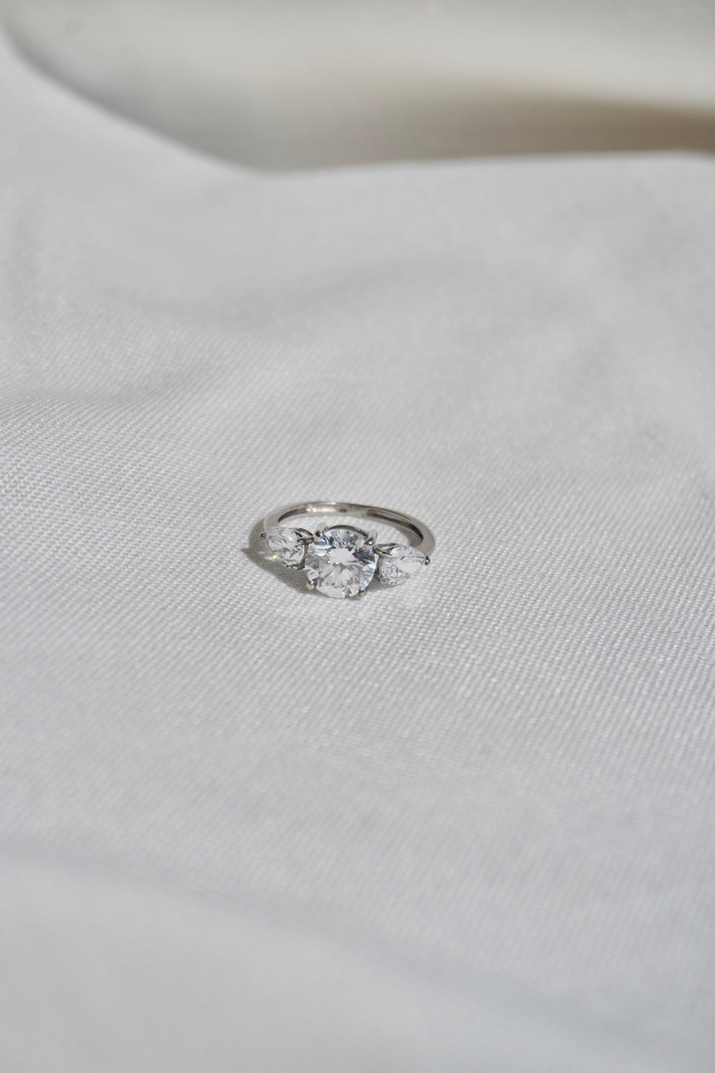Round & Pear Cut Trilogy Ring