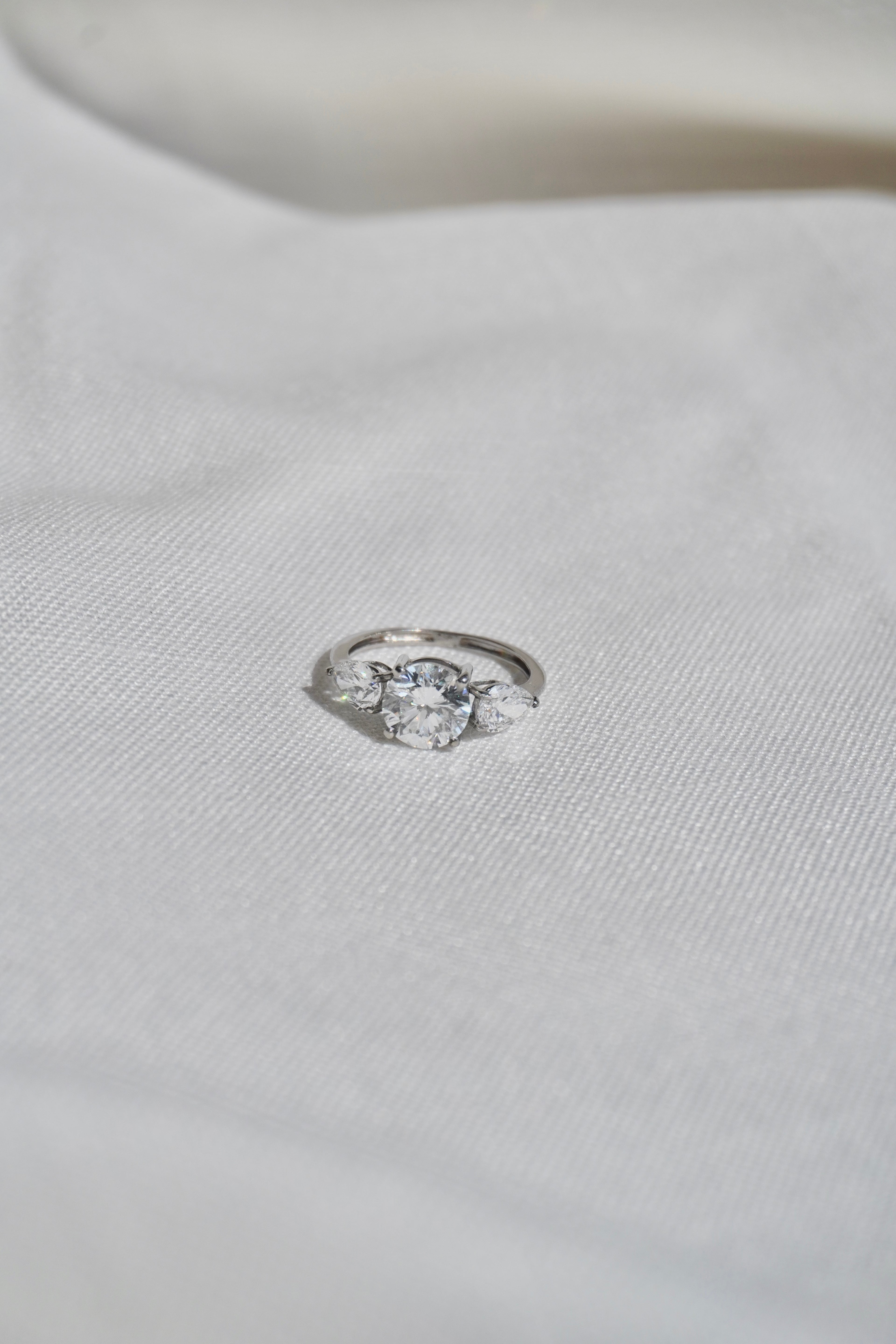 Round & Pear Cut Trilogy Ring