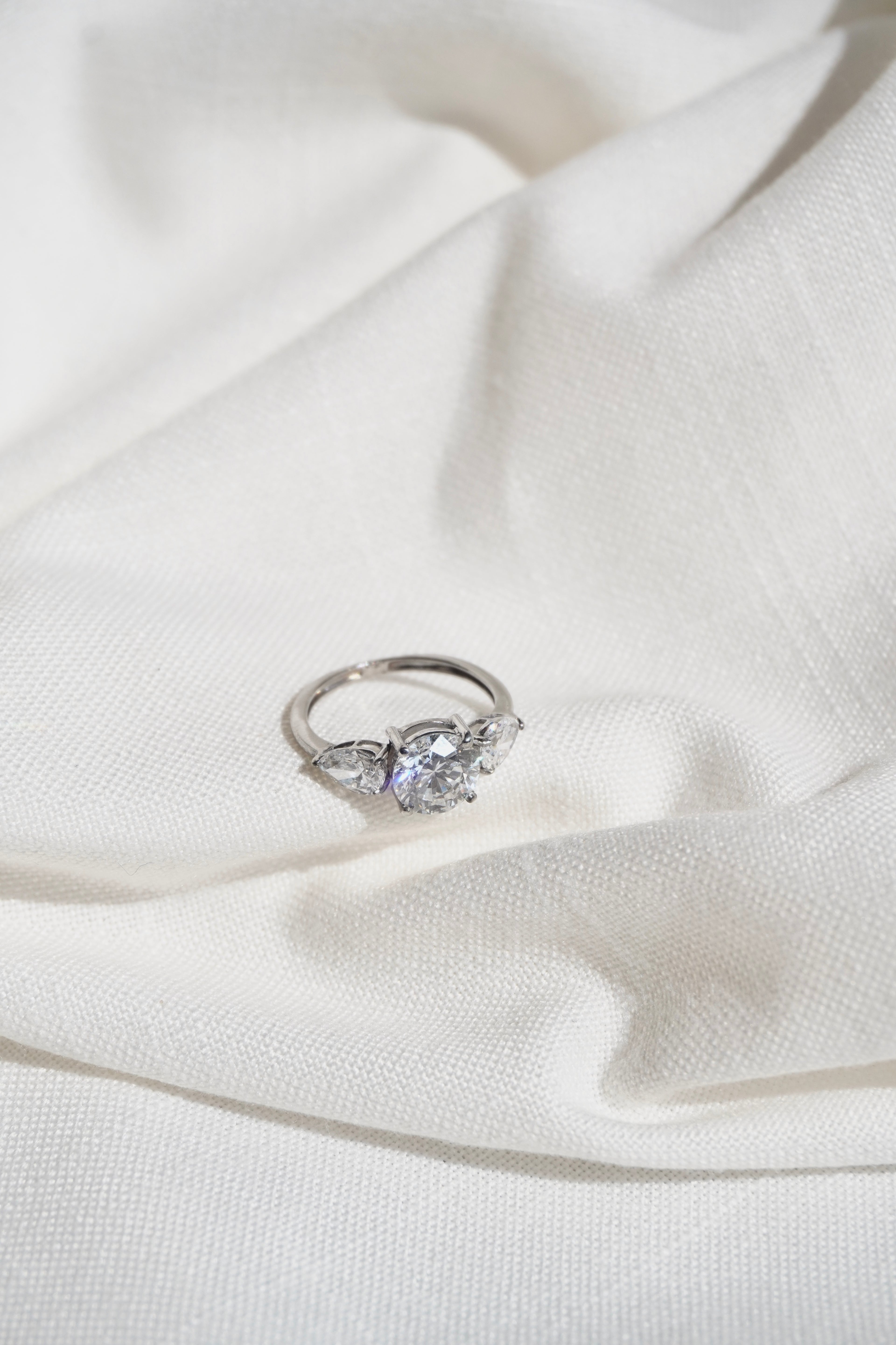 Round & Pear Cut Trilogy Ring