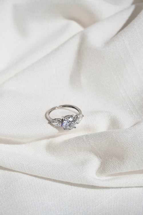 Round & Pear Cut Trilogy Ring