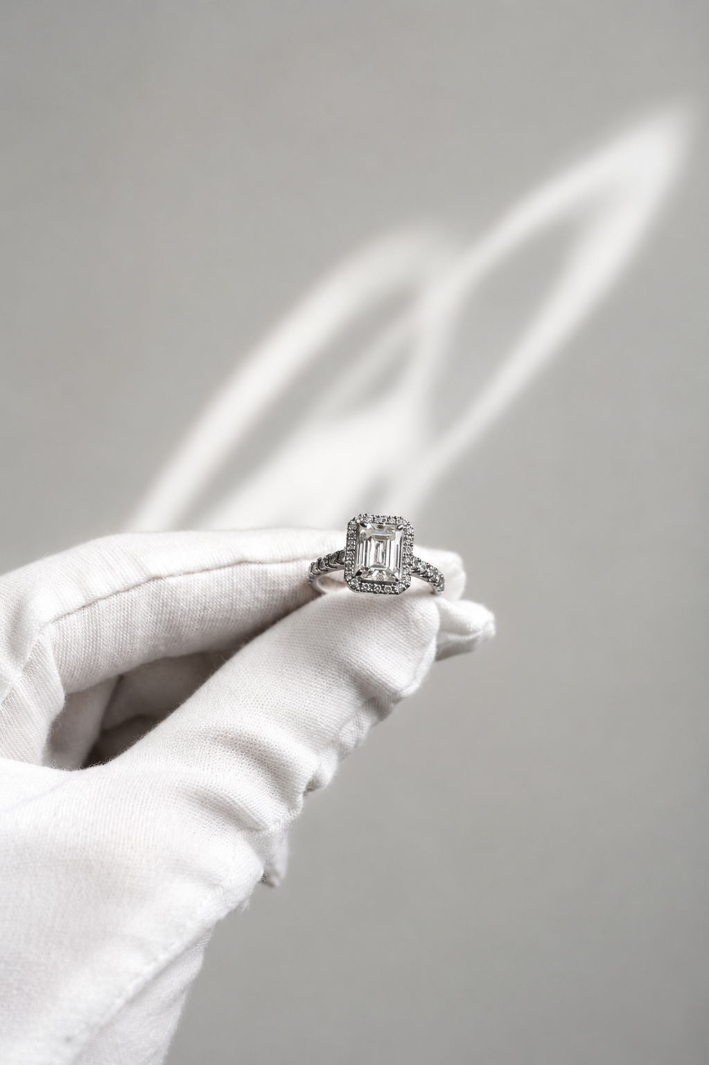 Emerald Cut Halo Ring