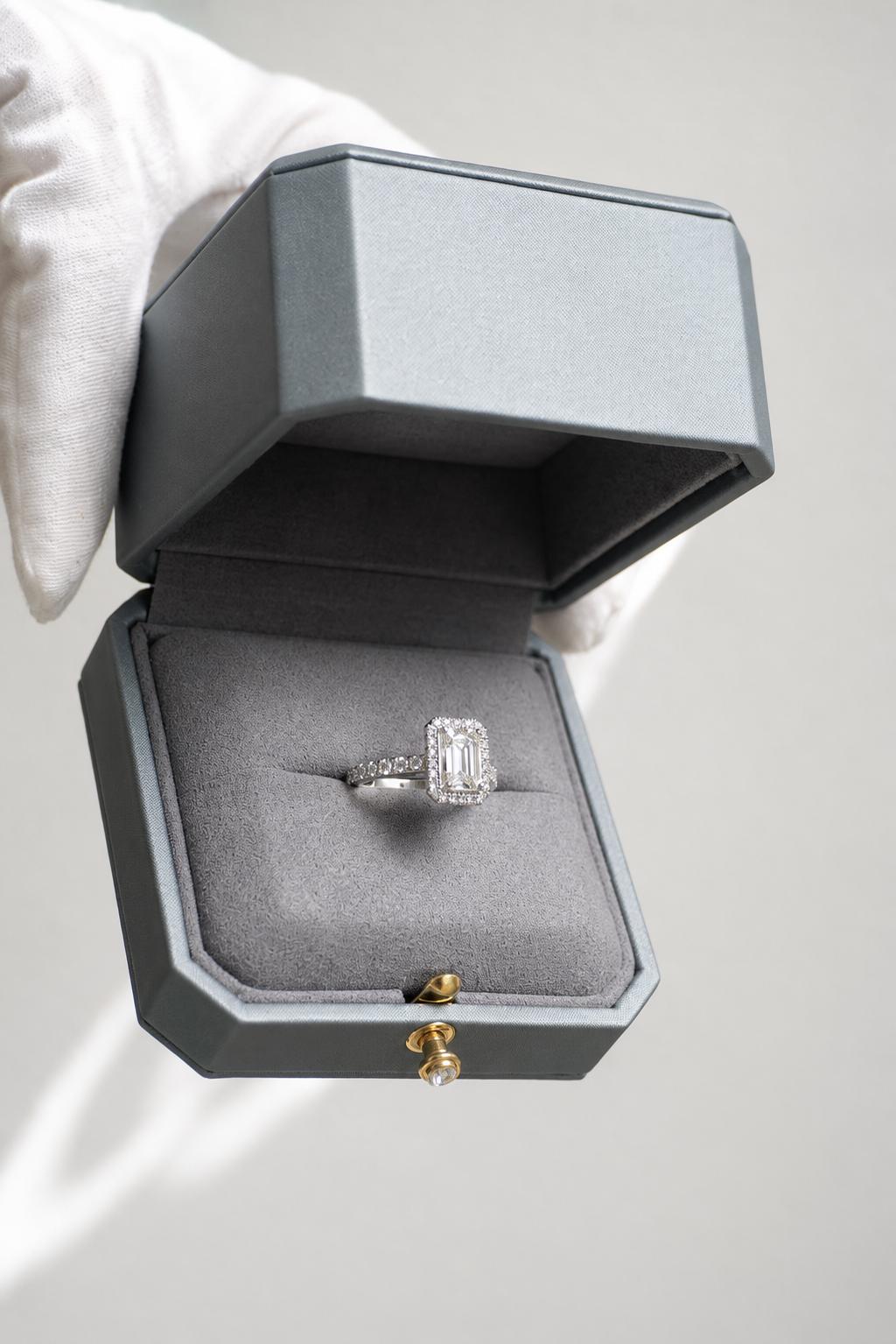 Emerald Cut Halo Ring