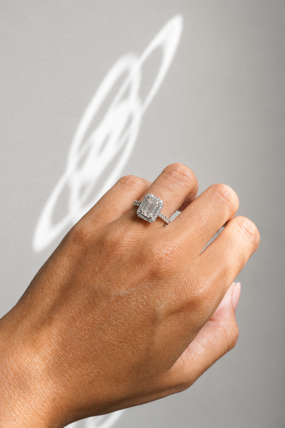 Emerald Cut Halo Ring