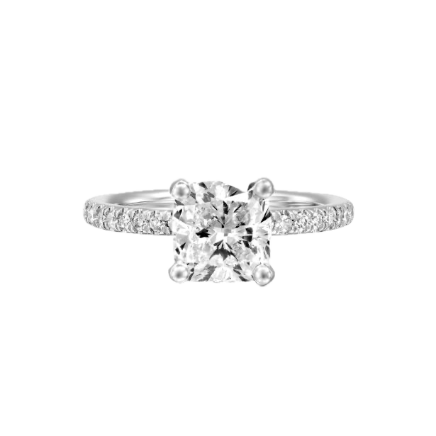 Cushion Solitaire Pavé Ring