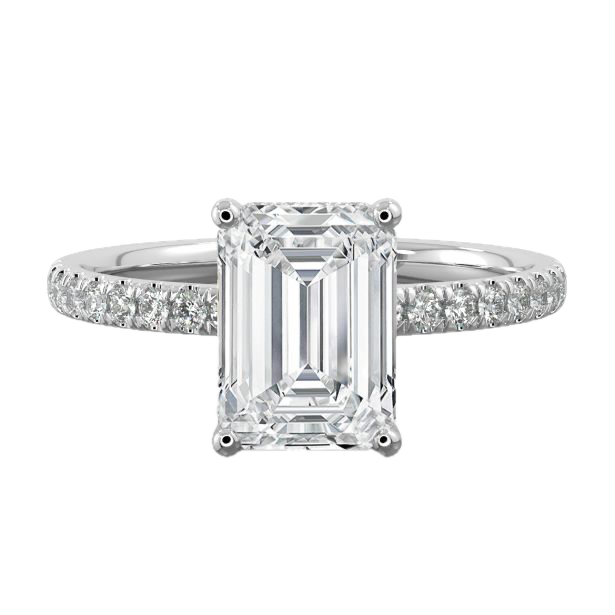 Emerald Cut Pavé Solitaire Ring