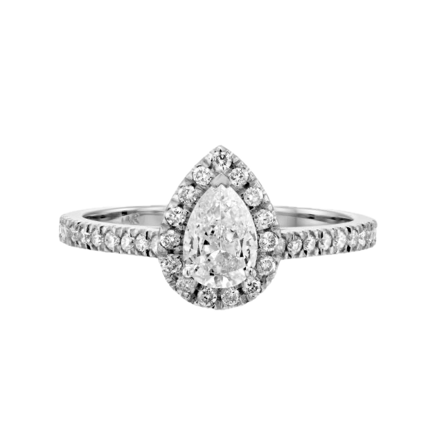 Pear Cut Halo Pavé Ring