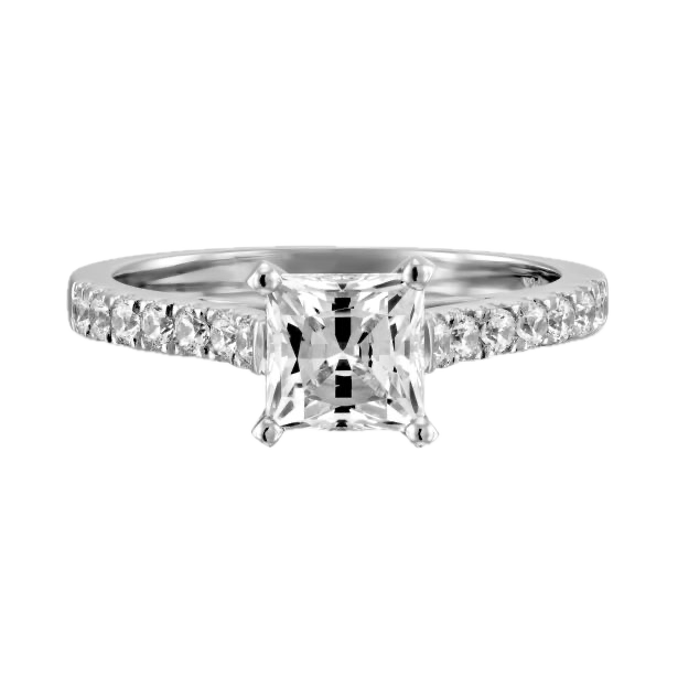 Princess Cut Cathedral Pavé Ring