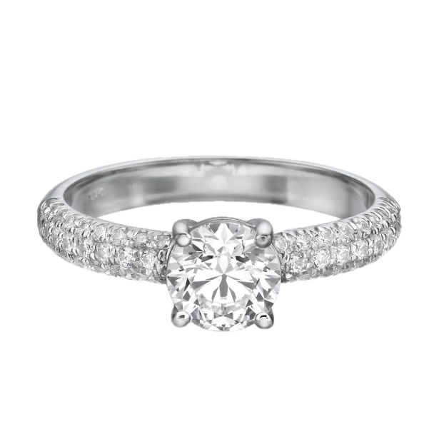 Round Double Pavé Solitaire Ring