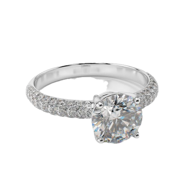 Round Double Pavé Solitaire Ring