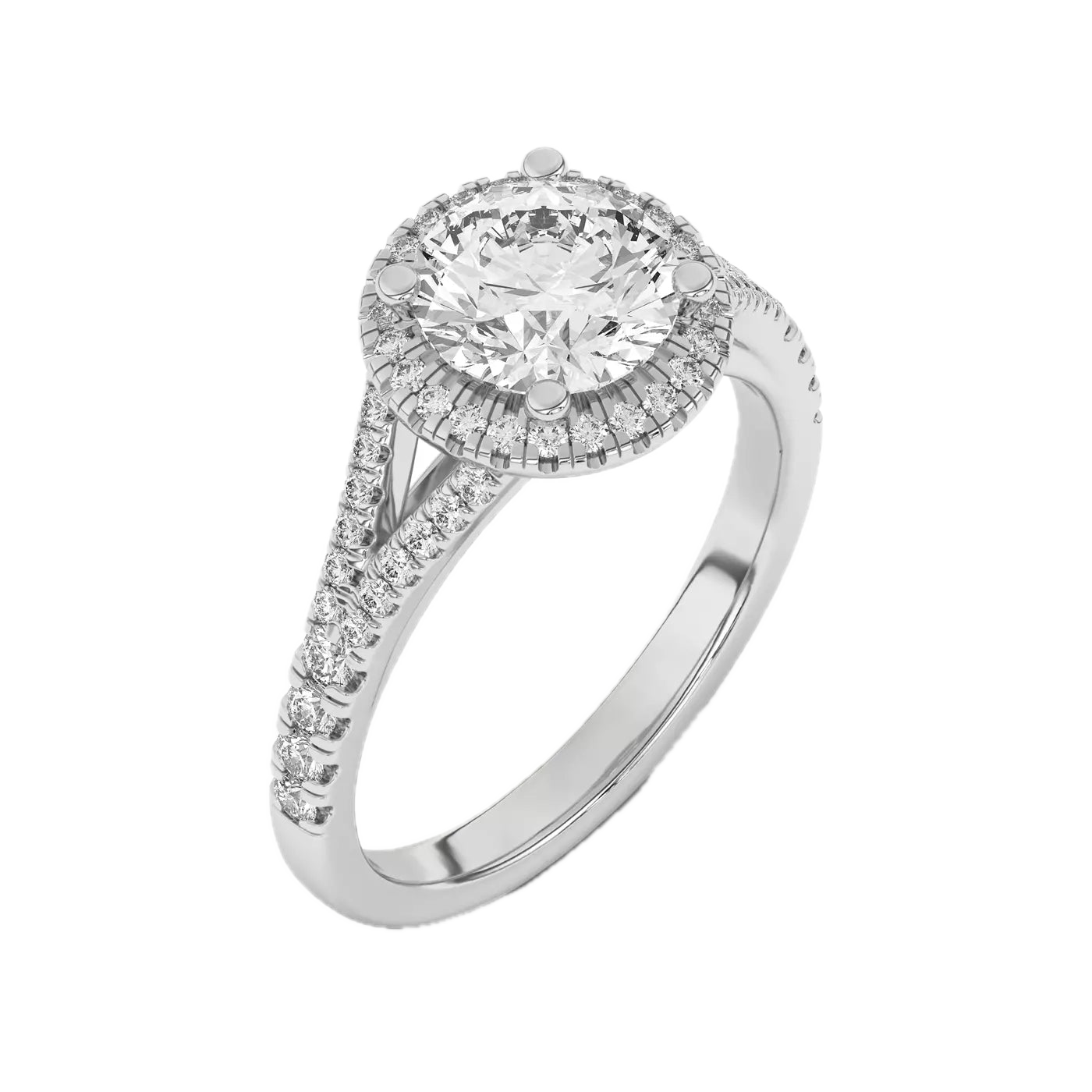Round Split Shank Halo Ring