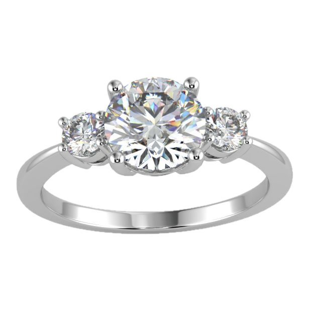 Round Three Stone Engagement Ring