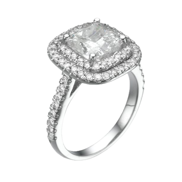 Cushion Double Halo Pavé Ring
